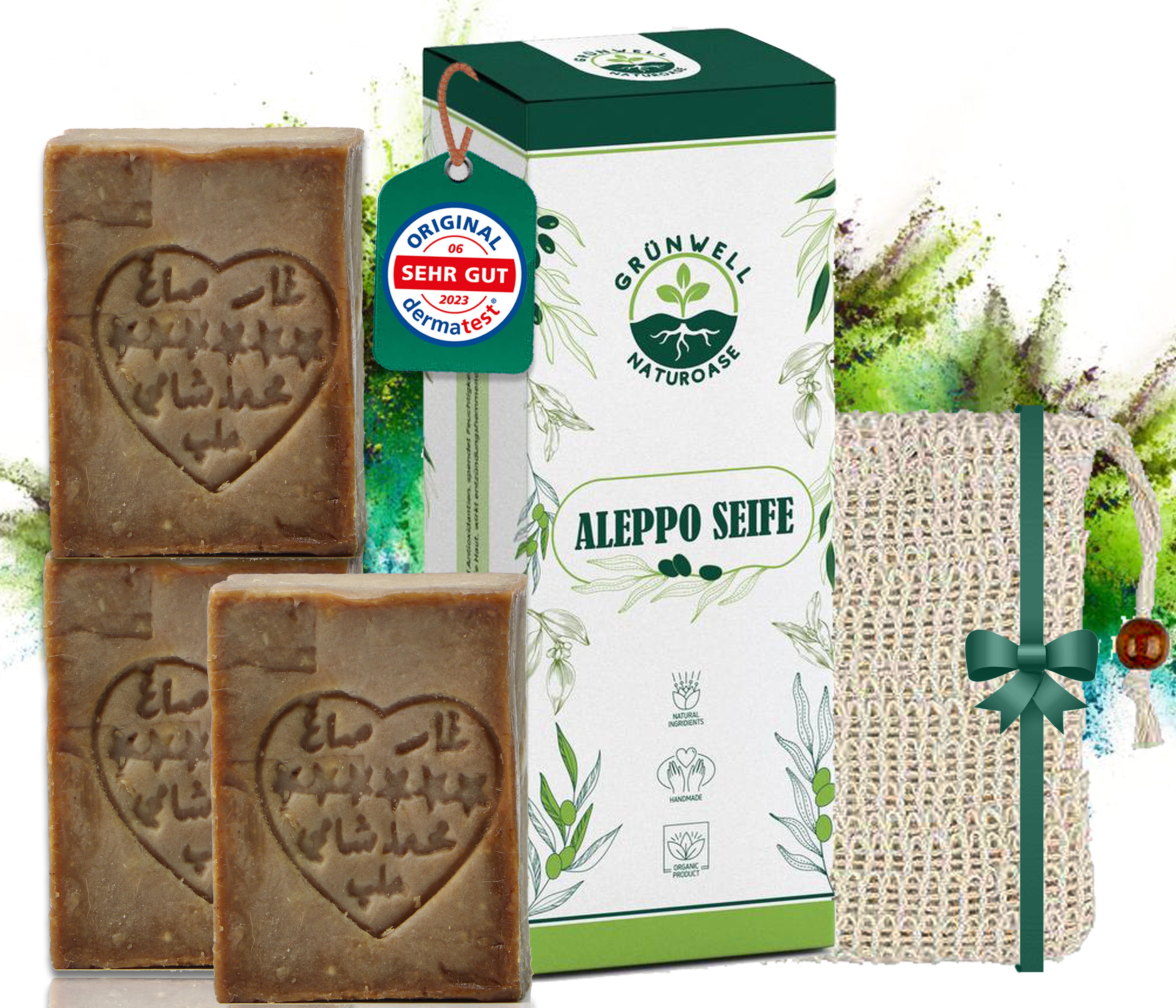 Aleppo Seife Original Set 3x190g mit 20% Lorbeeröl 80% Olivenöl