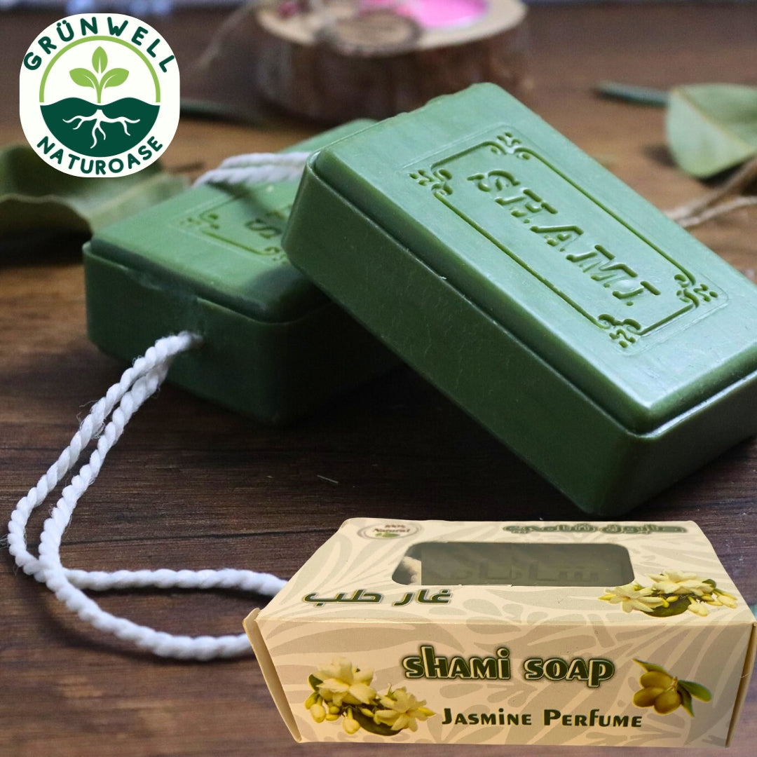 Aleppo Seife mit Kordel 125g – Naturseife Jasmine | Seife zum Aufhängen